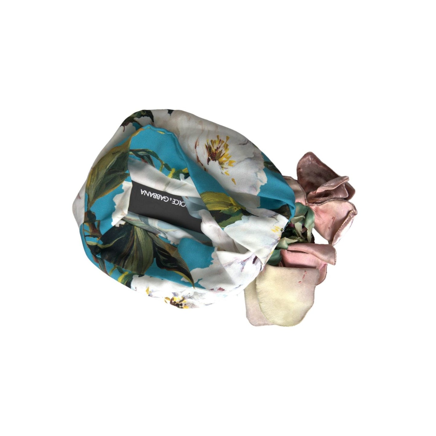 Dolce & Gabbana Blue Floral Motif Turban Head Hat Women HAT9527