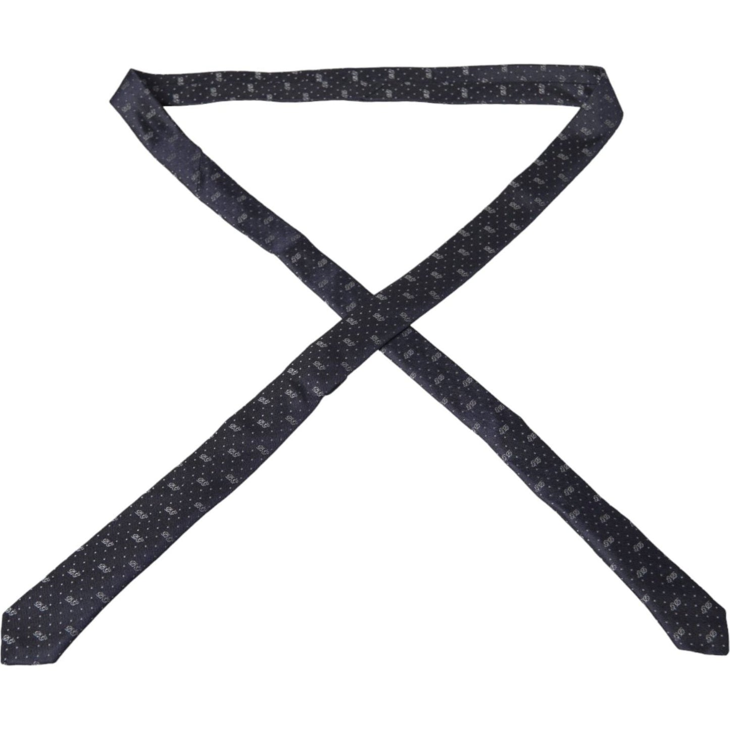 Dolce & Gabbana Blue DG Logo 100% Silk Adjustable Tie Dolce & Gabbana Dark Slate Gray