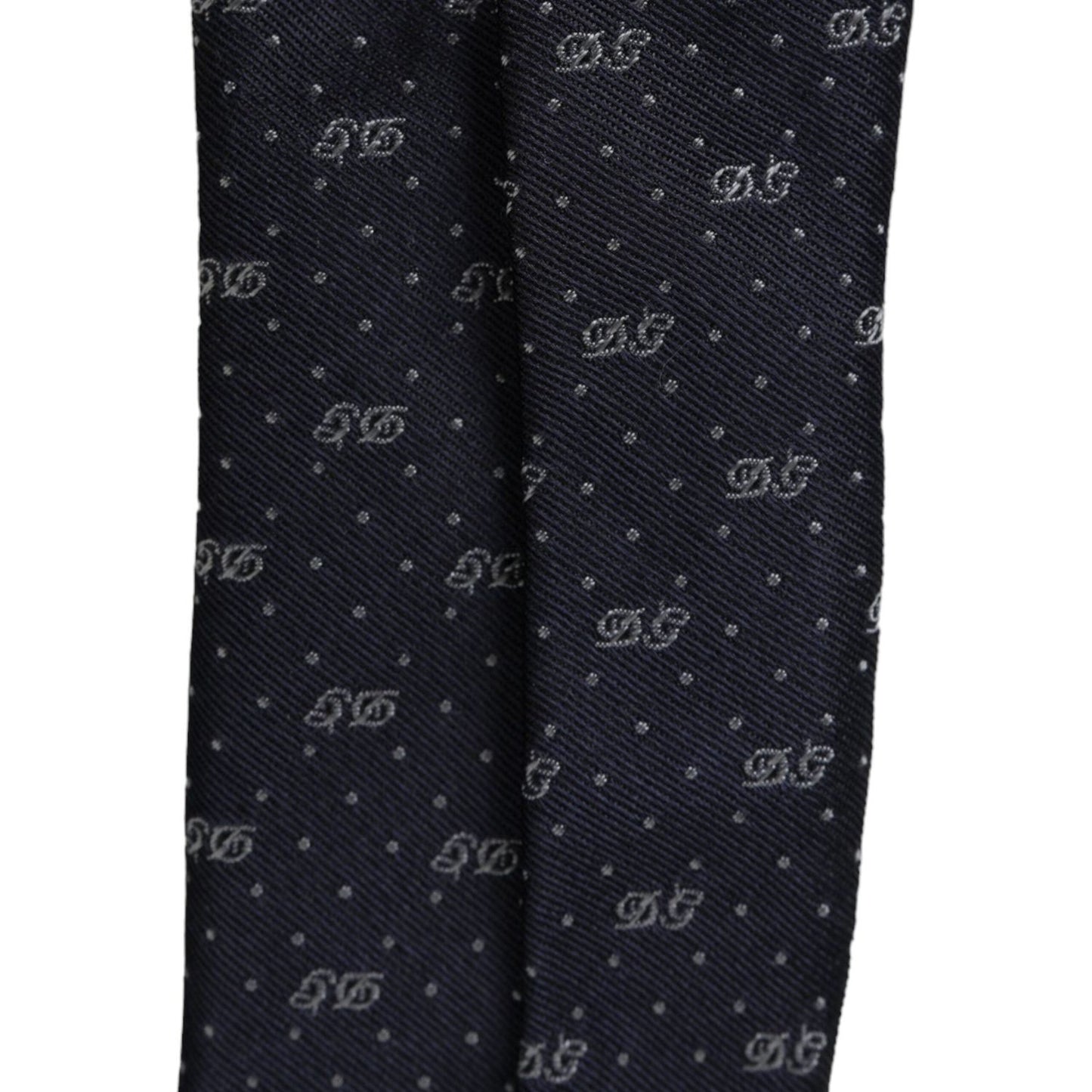 Dolce & Gabbana Blue DG Logo 100% Silk Adjustable Tie Dolce & Gabbana Black