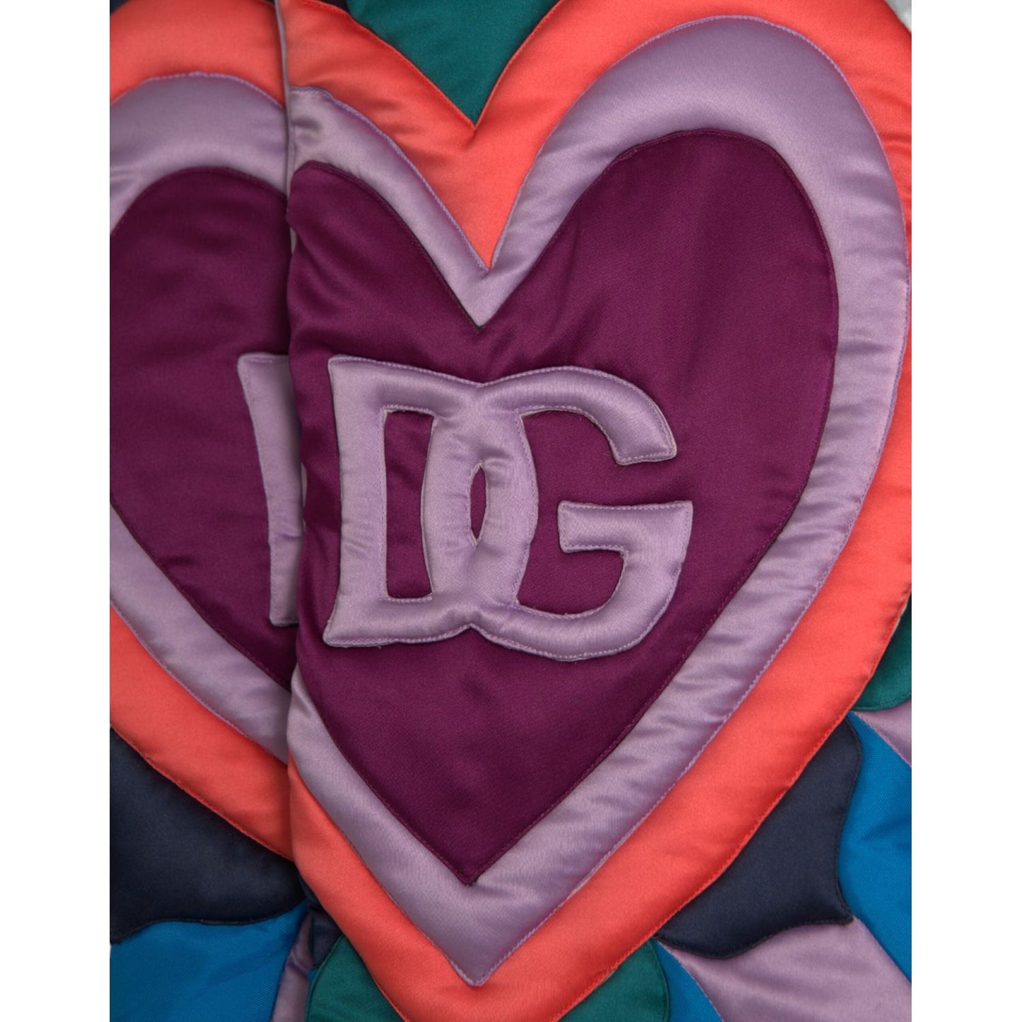 Dolce & Gabbana Multicolor Heart Logo Hooded Puffer Jacket JKT3833-52