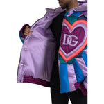Dolce & Gabbana Multicolor Heart Logo Hooded Puffer Jacket JKT3833-52