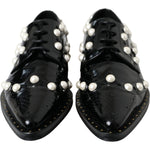 Dolce & Gabbana Black Leather Faux Pearl Dress Broque Shoes Dolce & Gabbana Black