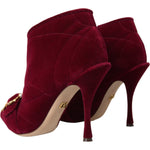 Dolce & Gabbana Dark Red Velvet Devotion Buckle Boots Shoes 1728,67345645728,Boots - Women - Shoes,Dolce & Gabbana,EU36/US5.5,EU37/US6.5,EU39.5/US9,EU39/US8.5,EU40/US9.5,Material: 99% Cotton 1% Elastane Velvet,New with tags,Red,Shoes,Women - Shoes Dolce &