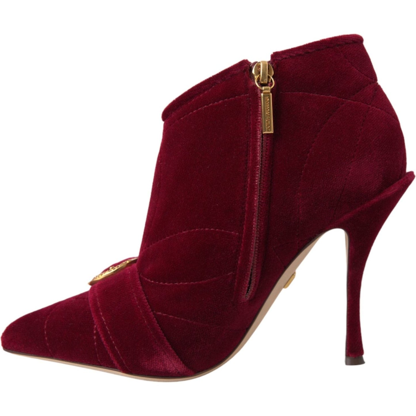 Dolce & Gabbana Dark Red Velvet Devotion Buckle Boots Shoes Dolce & Gabbana Dark Red