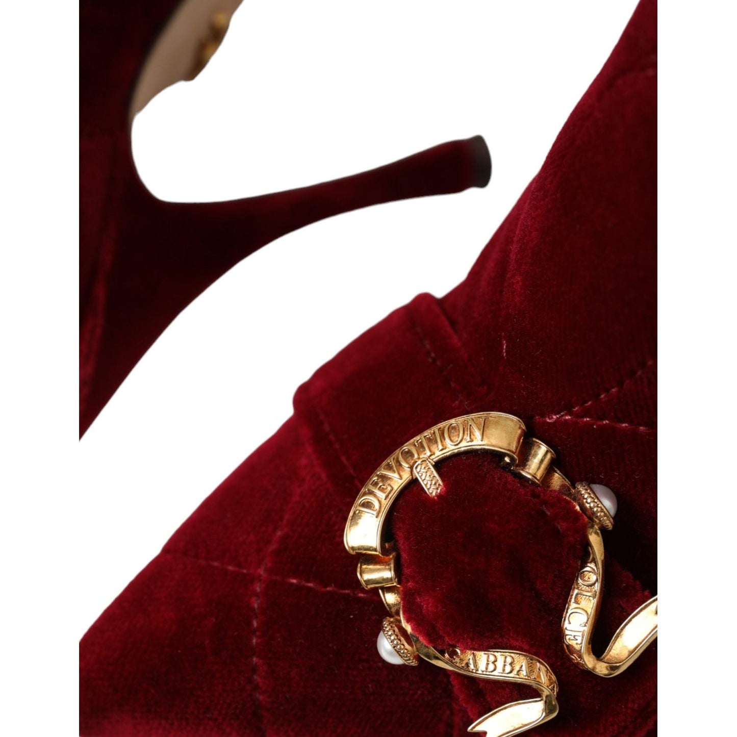 Dolce & Gabbana Dark Red Velvet Devotion Buckle Boots Shoes Dolce & Gabbana Black