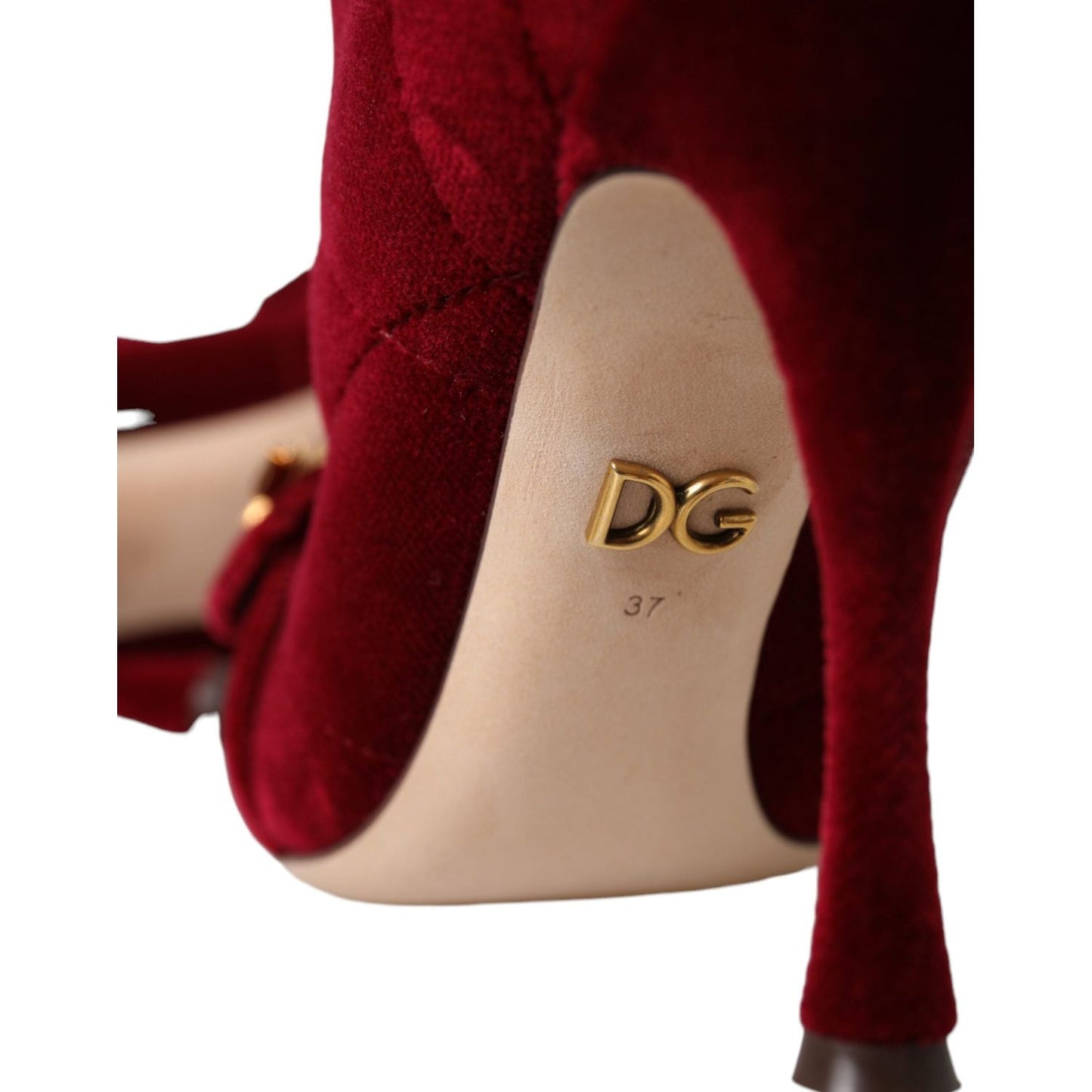 Dolce & Gabbana Dark Red Velvet Devotion Buckle Boots Shoes Dolce & Gabbana Black