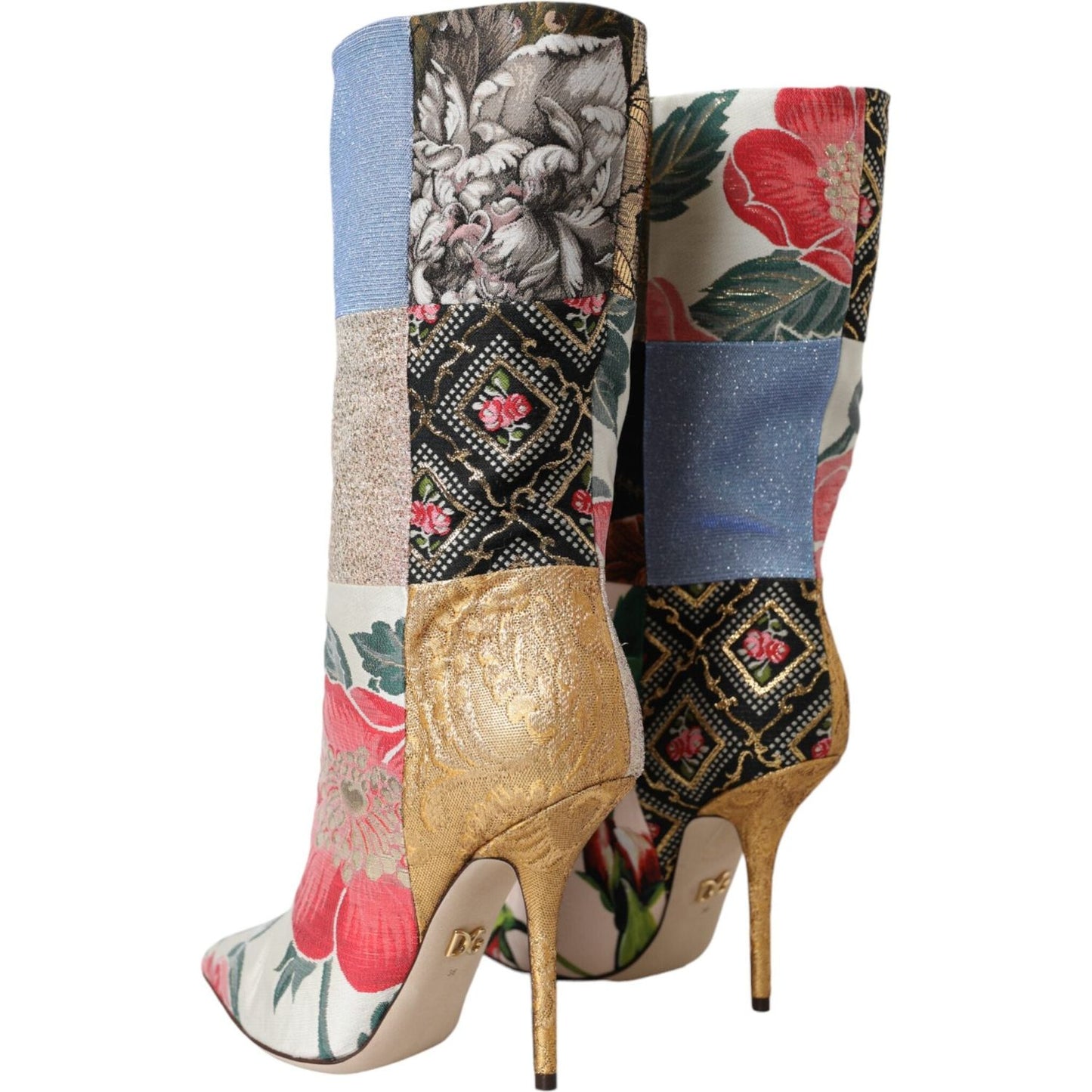 Dolce & Gabbana Multicolor Patchwork Print Heeled Boots Shoes LA11148-36
