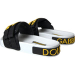 Dolce & Gabbana White Black Logo Beachwear Flats Sandals Shoes Dolce & Gabbana Dark Slate Gray