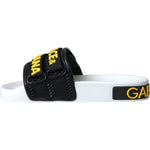 Dolce & Gabbana White Black Logo Beachwear Flats Sandals Shoes Dolce & Gabbana Black