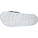Dolce & Gabbana White Black Logo Beachwear Flats Sandals Shoes Dolce & Gabbana Light Gray