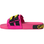 Dolce & Gabbana Pink Black Logo Beachwear Flats Sandals Shoes Dolce & Gabbana Violet Red