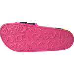 Dolce & Gabbana Pink Black Logo Beachwear Flats Sandals Shoes Dolce & Gabbana Pale Violet Red