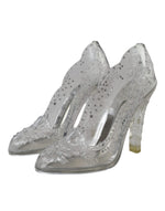 Dolce & Gabbana Clear Floral Crystal Heels CINDERELLA Shoes LA10995#2-38.5