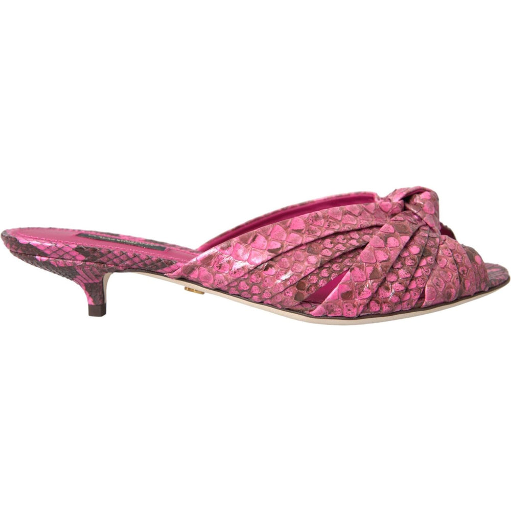Dolce & Gabbana Pink Exotic Leather Kitten Heels Slides Shoes 1728,67345645728,Dolce & Gabbana,EU36.5/US6,EU36/US5.5,EU37.5/US7,EU37/US6.5,EU38.5/US8,EU38/US7.5,EU39/US8.5,EU41/US10.5,Material: 100% Python Leather,New with tags,Pink,Sandals - Women - Shoe