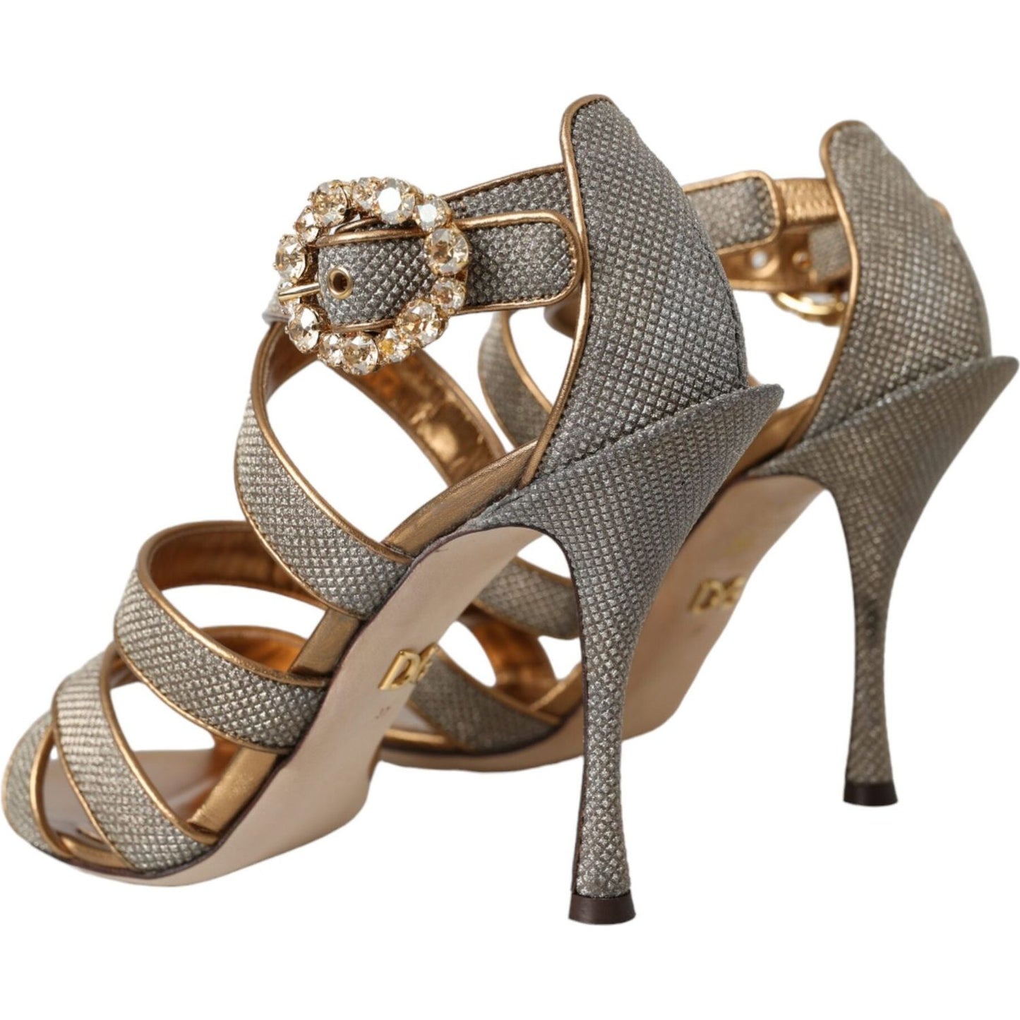Dolce & Gabbana Bronze Crystal Strap Heels Sandals Shoes Dolce & Gabbana Dim Gray
