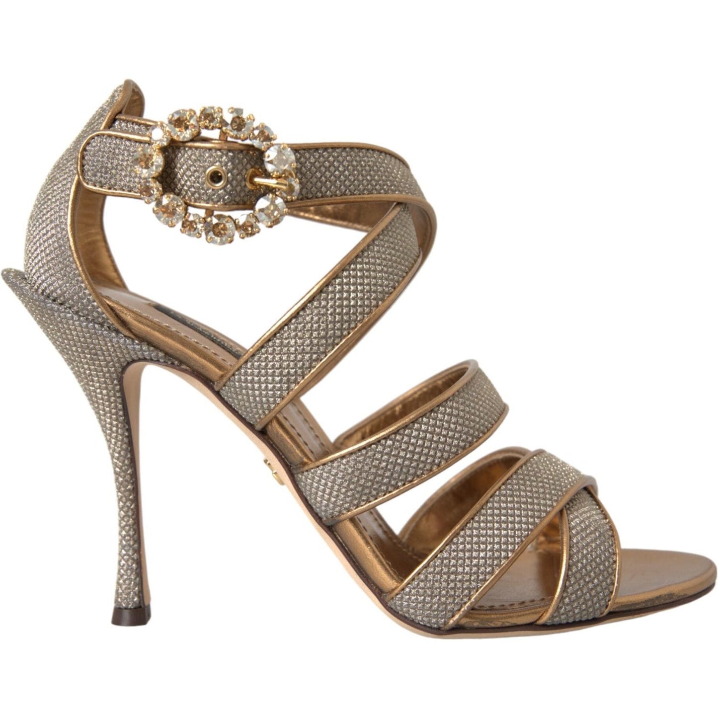 Dolce & Gabbana Bronze Crystal Strap Heels Sandals Shoes Dolce & Gabbana Dim Gray