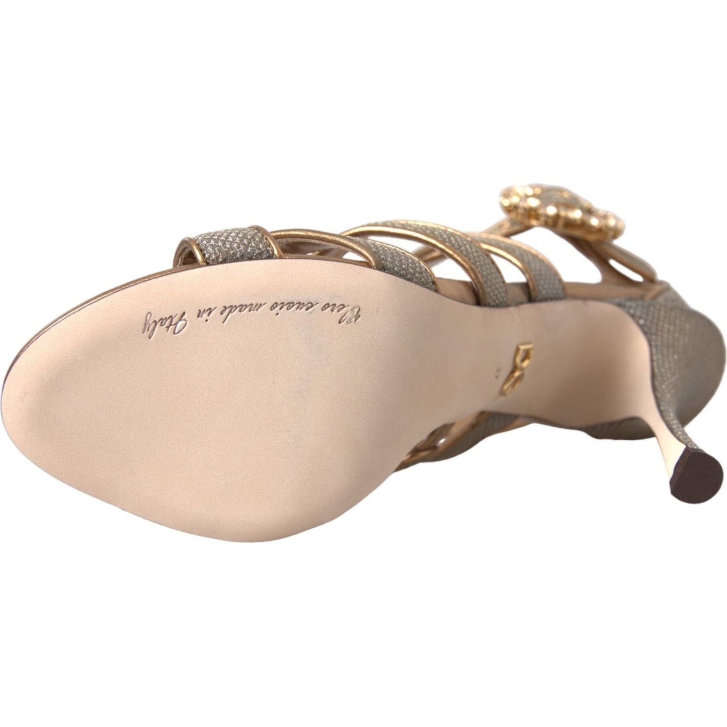 Dolce & Gabbana Bronze Crystal Strap Heels Sandals Shoes Dolce & Gabbana Tan