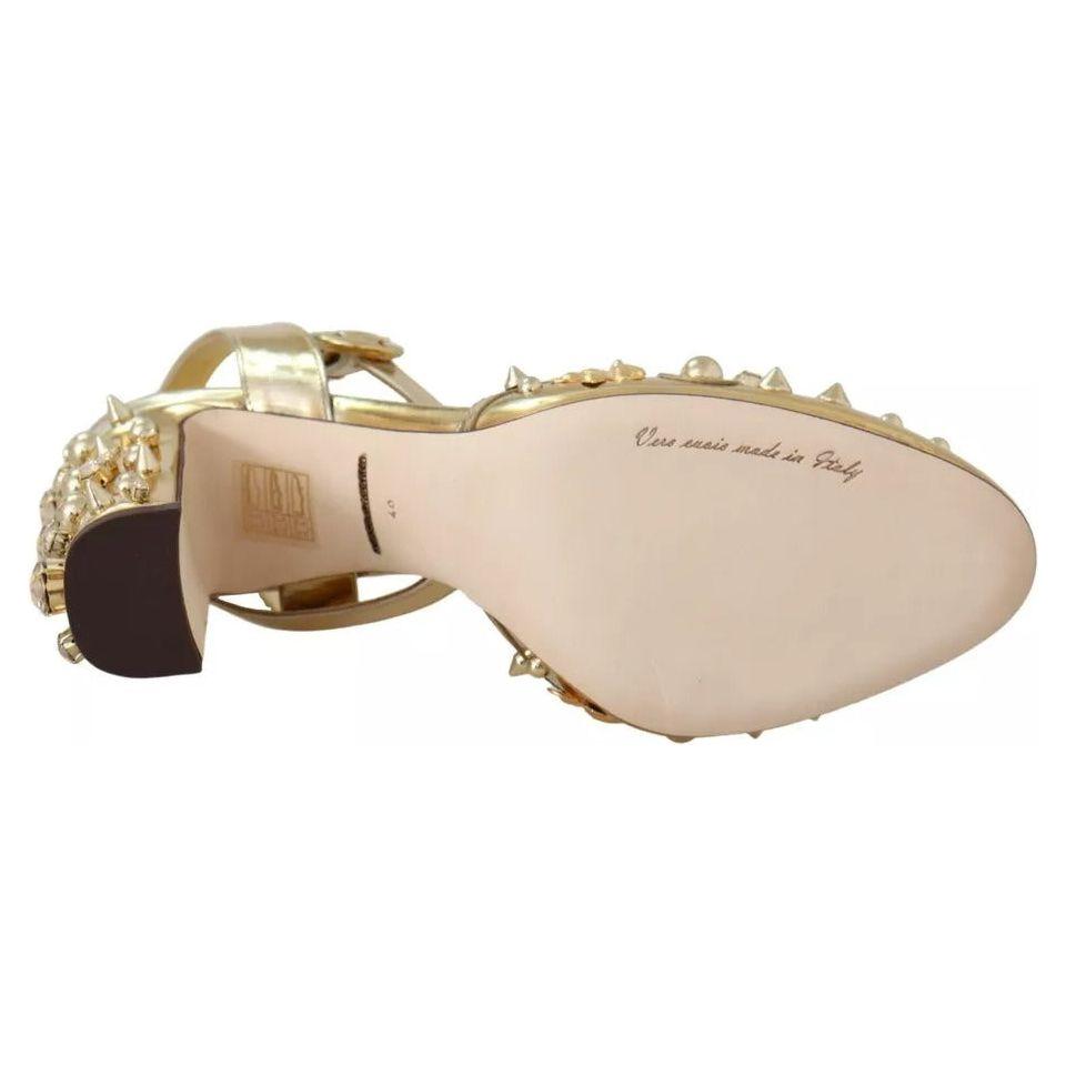 Dolce & Gabbana Gold Studs Vally Slingback Sandals Shoes Dolce & Gabbana Gray