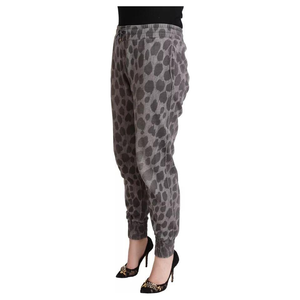 Dolce & Gabbana Gray Leopard Print Sweatpants Jogger Pants Dolce & Gabbana Dark Slate Gray
