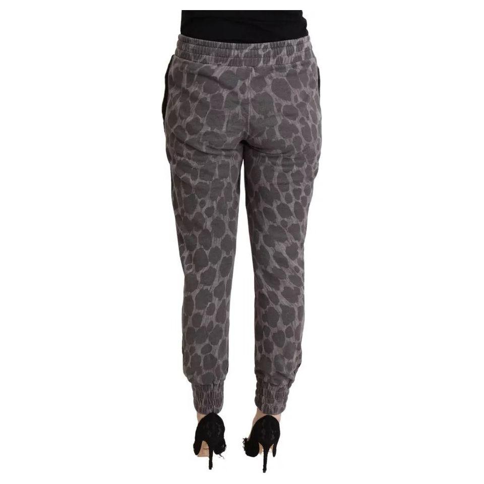 Dolce & Gabbana Gray Leopard Print Sweatpants Jogger Pants Dolce & Gabbana Dark Slate Gray