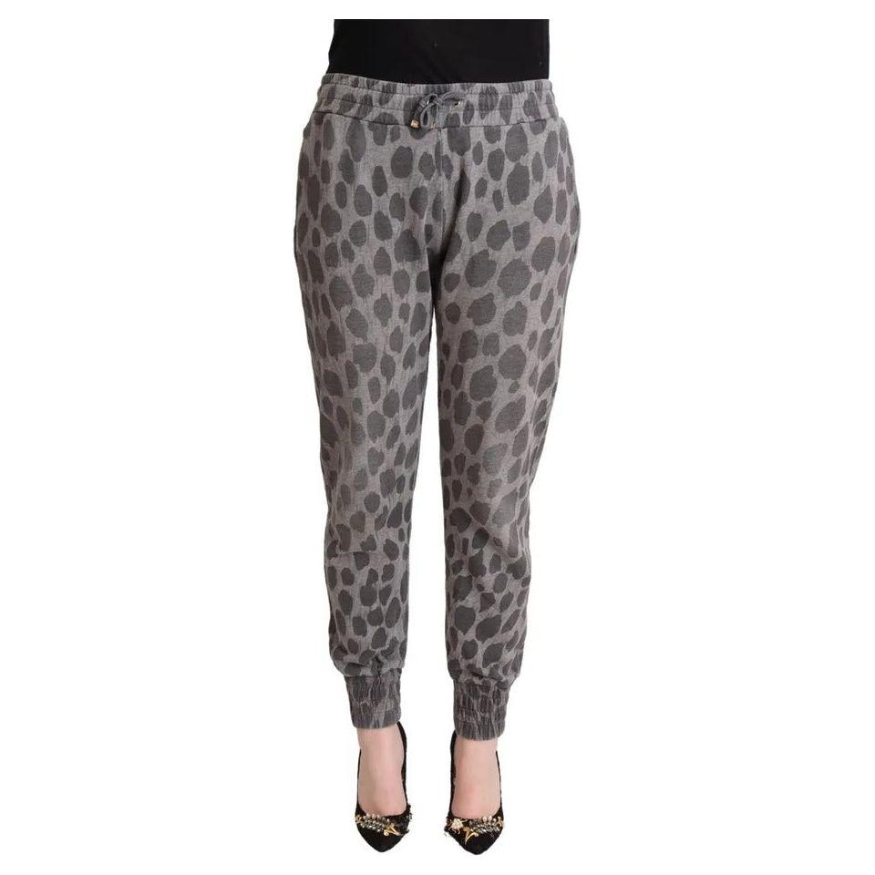 Dolce & Gabbana Gray Leopard Print Sweatpants Jogger Pants Dolce & Gabbana Dim Gray