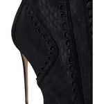 Dolce & Gabbana Black Tulle Stiletto Heels Short Boots Shoes LA10896-39