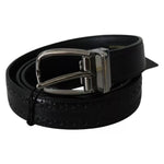 Dolce & Gabbana Black Leather Silver Metal Buckle Classic Belt BEL60915-95