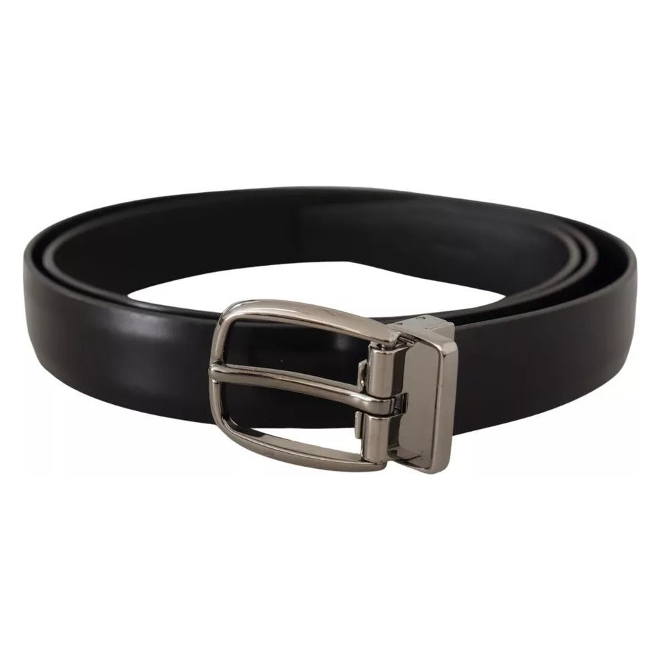 Dolce & Gabbana Black Classic Leather Chrome Metal Buckle Belt Dolce & Gabbana Black