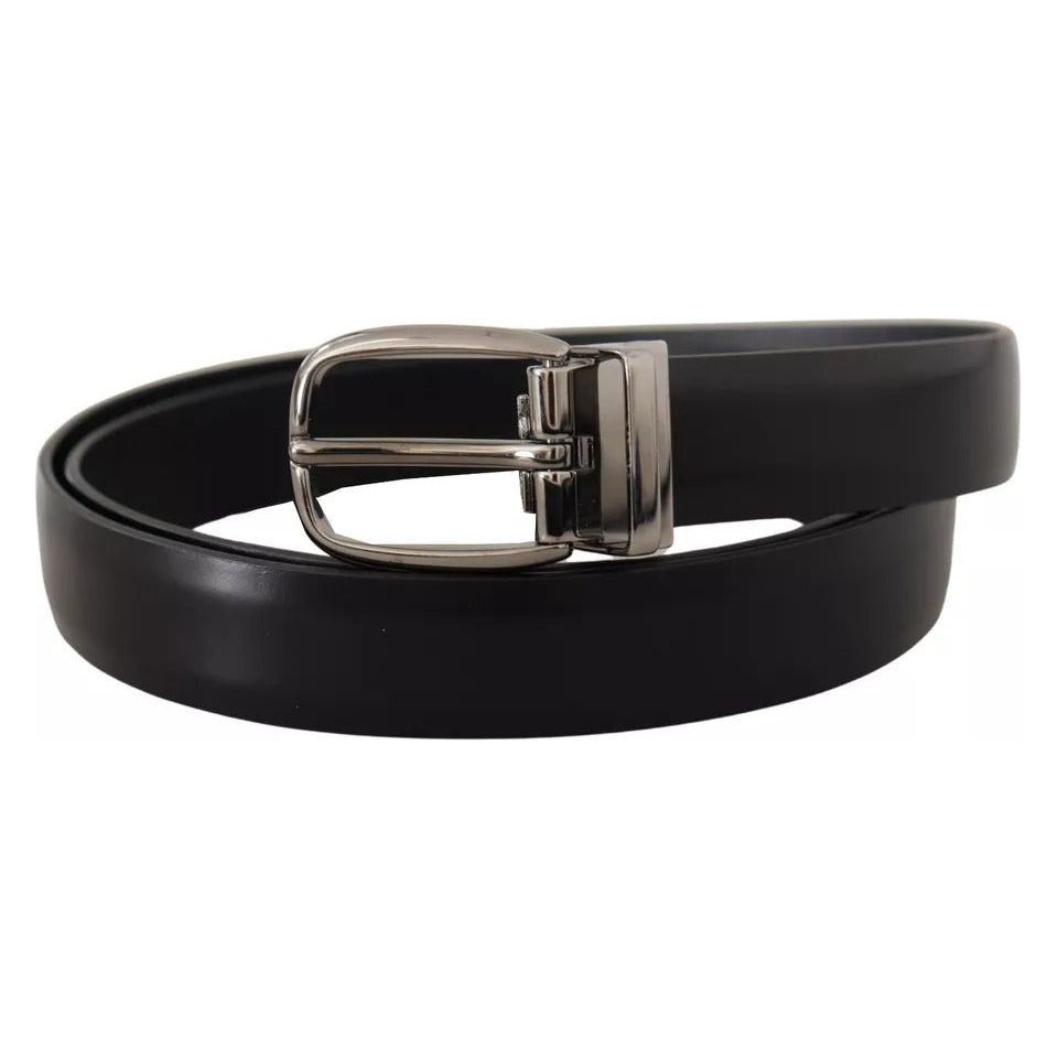 Dolce & Gabbana Black Classic Leather Chrome Metal Buckle Belt Dolce & Gabbana Black