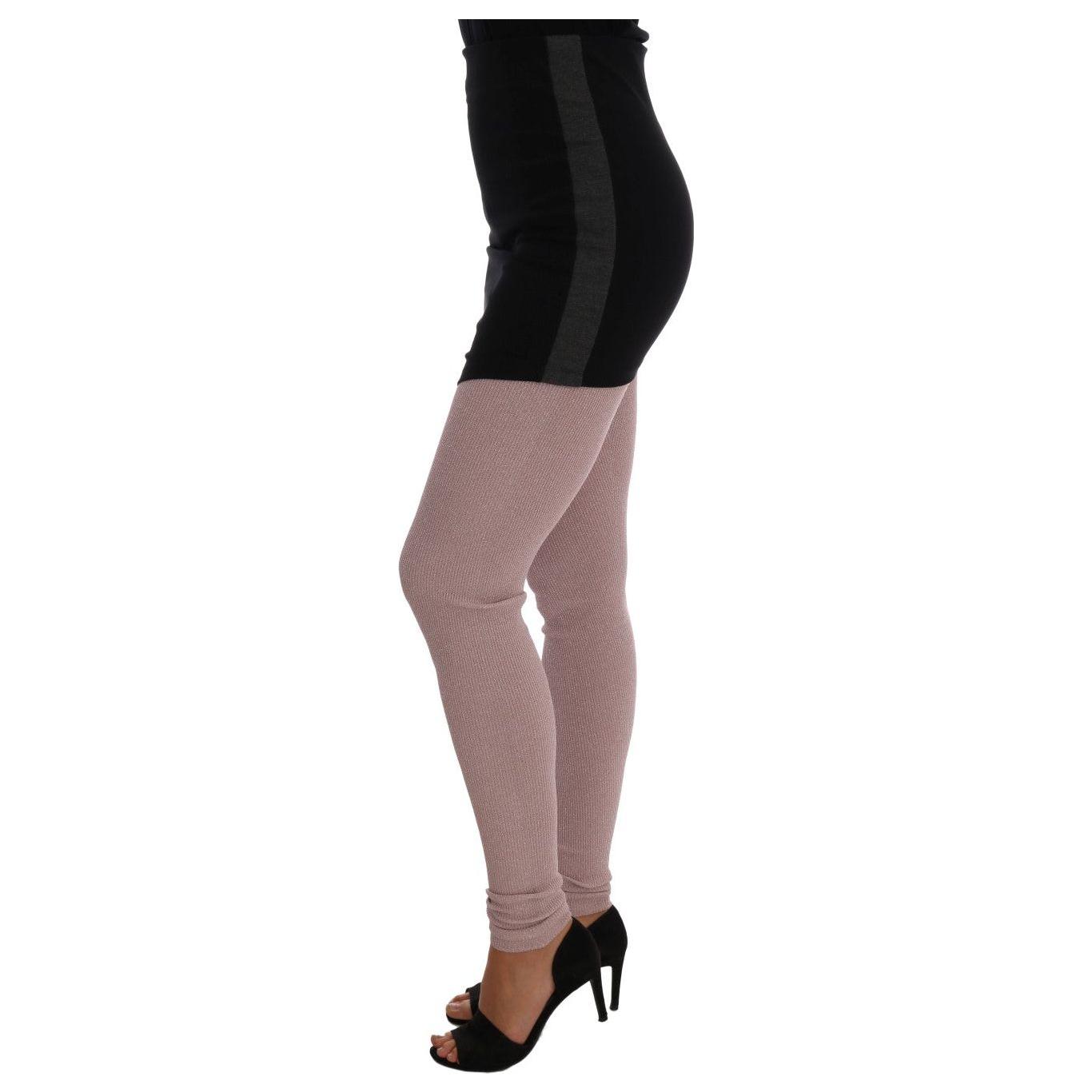 Dolce & Gabbana Elegant Pink Mid-Waist Stretch Pants Dolce & Gabbana Slate Gray