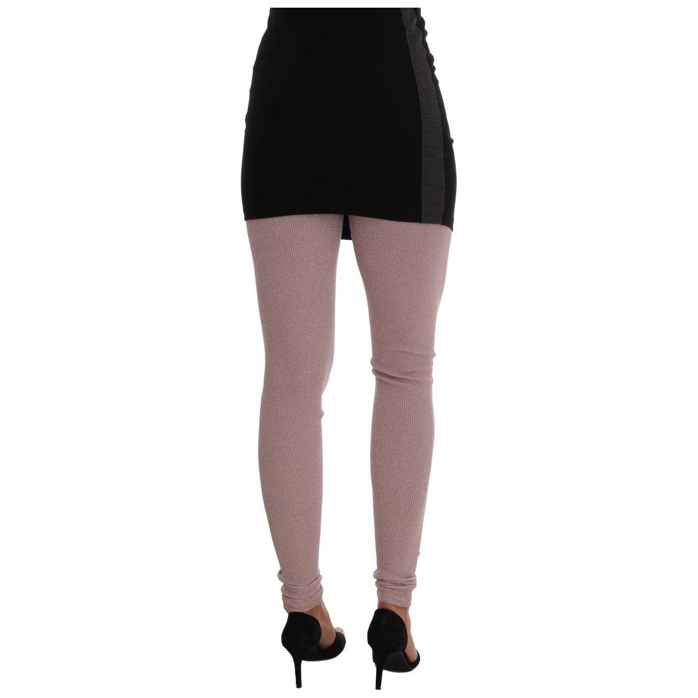 Dolce & Gabbana Elegant Pink Mid-Waist Stretch Pants Dolce & Gabbana Slate Gray