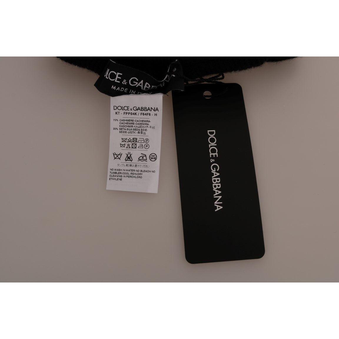 Dolce & Gabbana Elegant Black Cashmere Silk Stretch Pants Dolce & Gabbana Slate Gray
