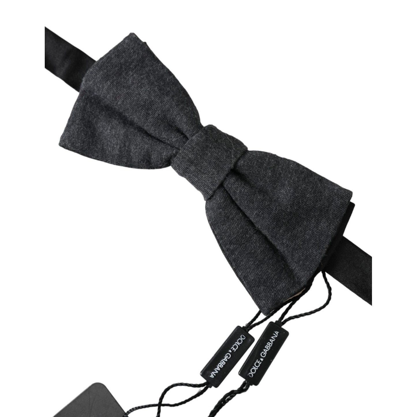Dolce & Gabbana Dark Gray Silk Adjustable Neck Men Bow Tie FT3923