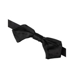 Dolce & Gabbana Black Satin Silk Adjustable Neck Men Bow Tie FT3934