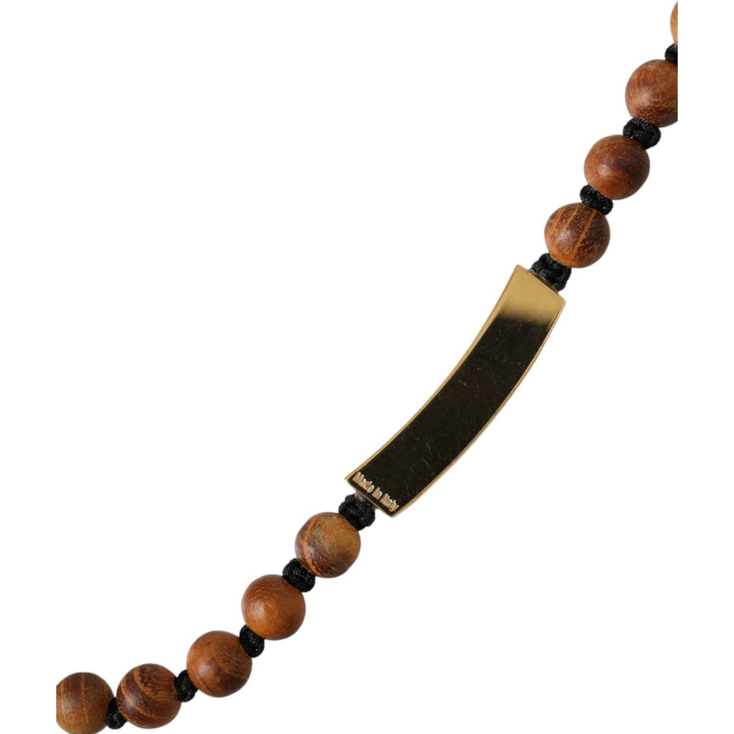 Dolce & Gabbana Black Gold Wooden Beaded Logo Pendant Necklace Dolce & Gabbana Dark Slate Gray