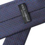 Dolce & Gabbana Navy Blue Silk Patterned Adjustable Men Tie KRA3304