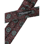 Dolce & Gabbana Maroon Floral 100% Silk Adjustable Men Tie KRA3317