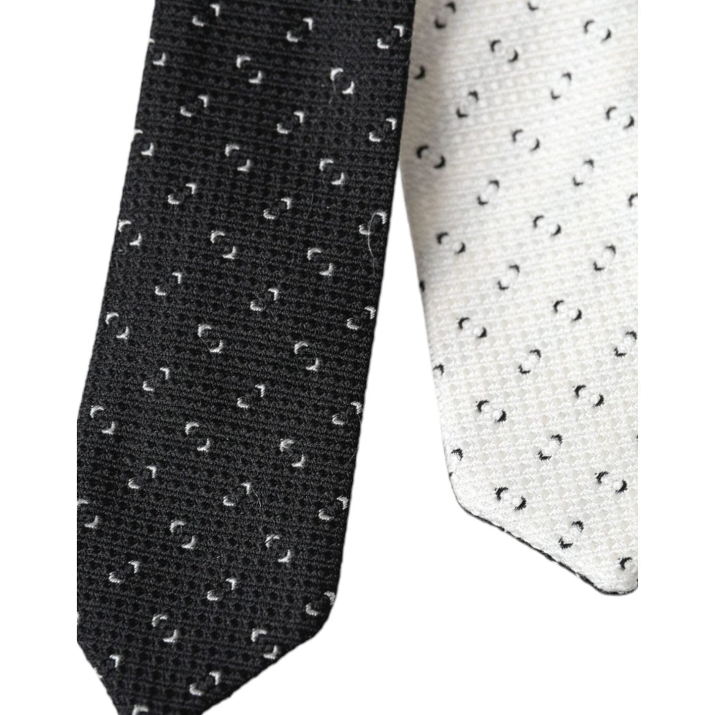 Dolce & Gabbana Black White Patterned Adjustable Tie KRA3384