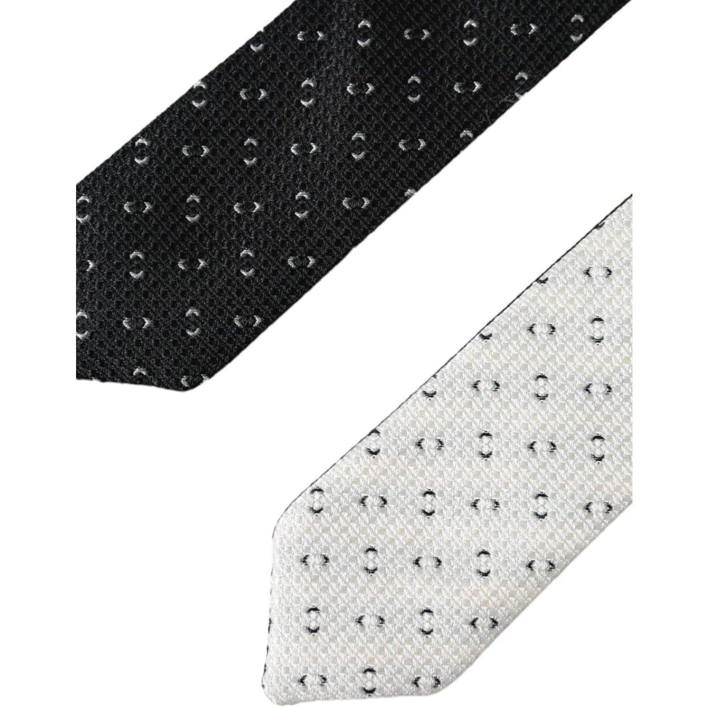 Dolce & Gabbana Black White Patterned Adjustable Tie KRA3384