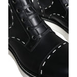 Dolce & Gabbana Black Leather Combat Mid Calf Boots Shoes LA11272-36