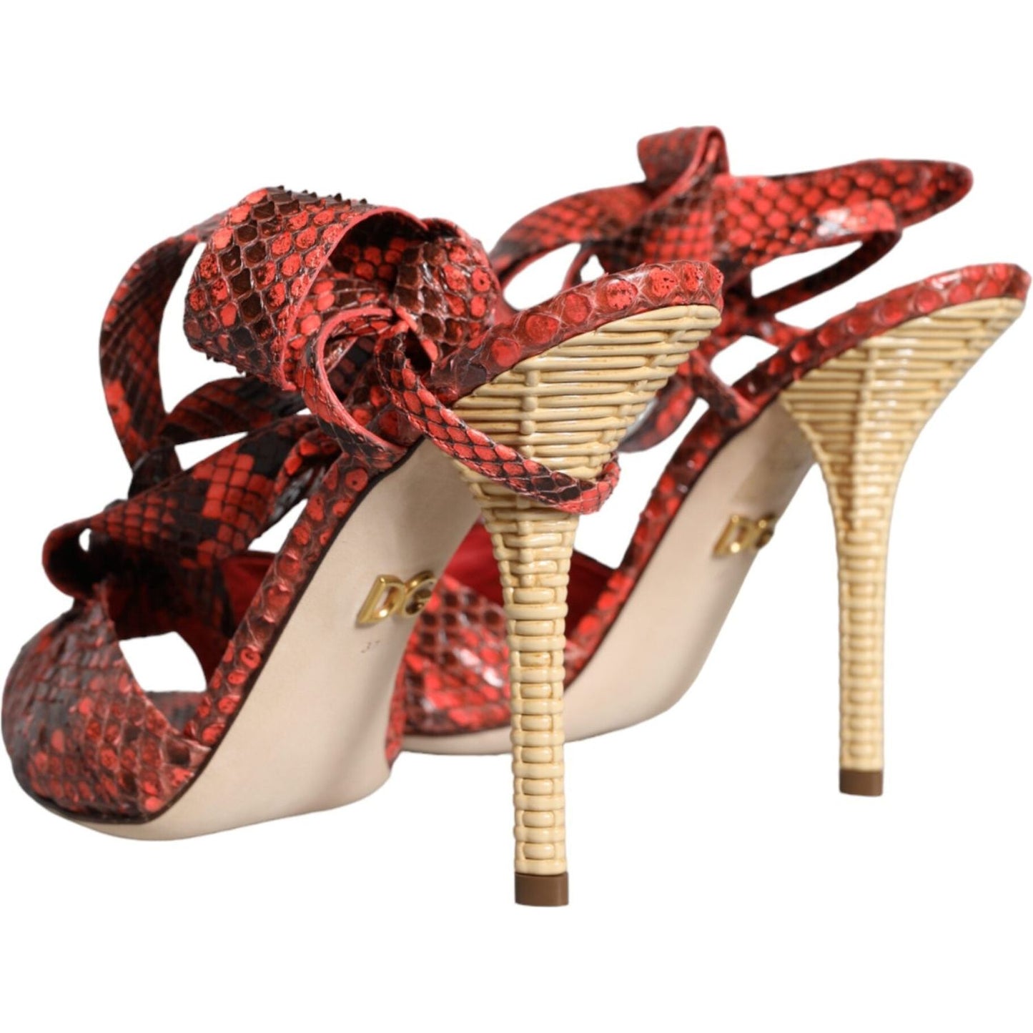 Dolce & Gabbana Coral Exotic Leather Heels Sandals Shoes LA11327-37