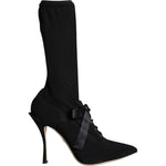 Dolce & Gabbana Black Stiletto Heels Mid Calf Boots Shoes LA11364-38.5