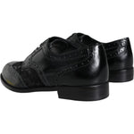 Dolce & Gabbana Black Leather Floral Lace Dress Formal Shoes LA11501-36