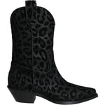 Dolce & Gabbana Black Gray Leopard Cowboy Boots Shoes LA11525-35