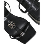 Dolce & Gabbana Black Leather Logo Ankle Strap Keira Sandals Shoes LA11685-39
