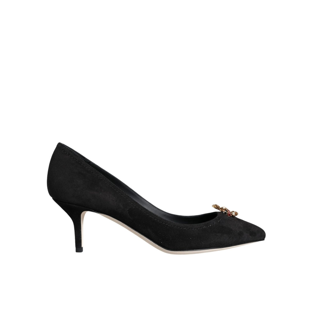 حذاء Dolce & Gabbana Black Amore Suede Bellucci بكعب عالٍ