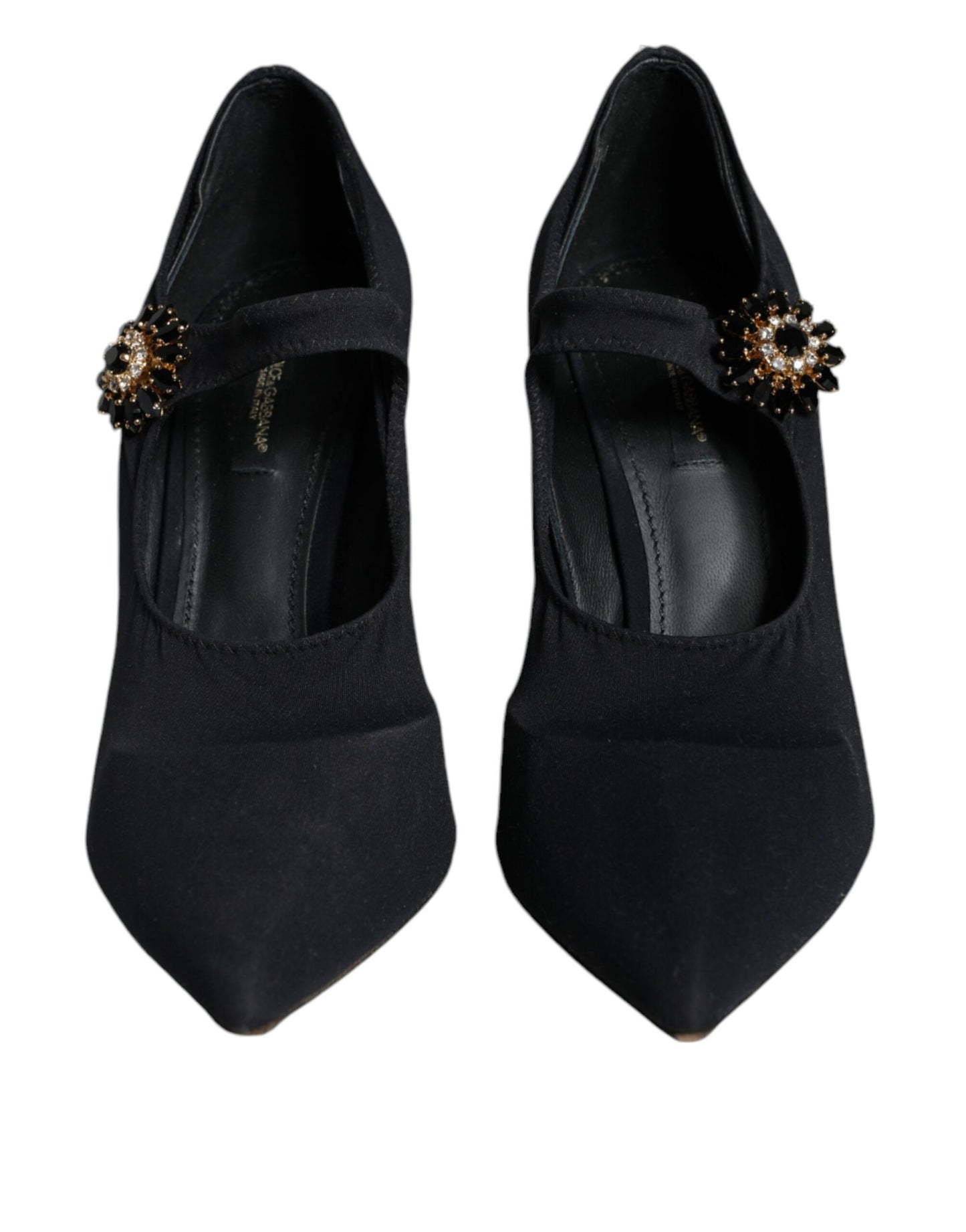 Dolce & Gabbana Black Mary Jane Jersey Crystal Pumps Shoes Dolce & Gabbana Black