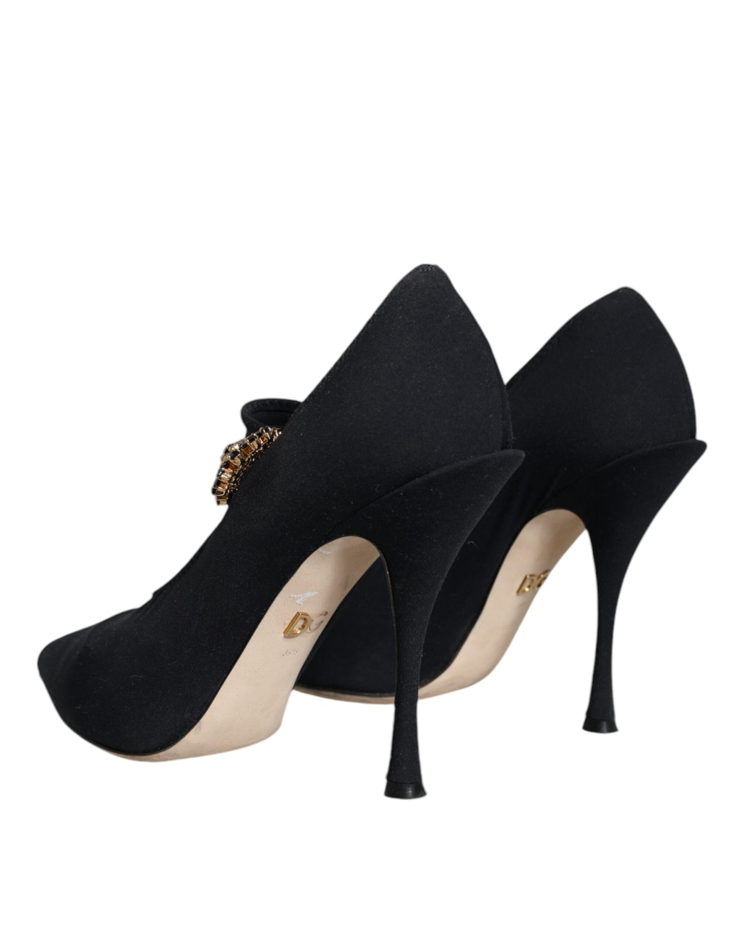 Dolce & Gabbana Black Mary Jane Jersey Crystal Pumps Shoes Dolce & Gabbana Black