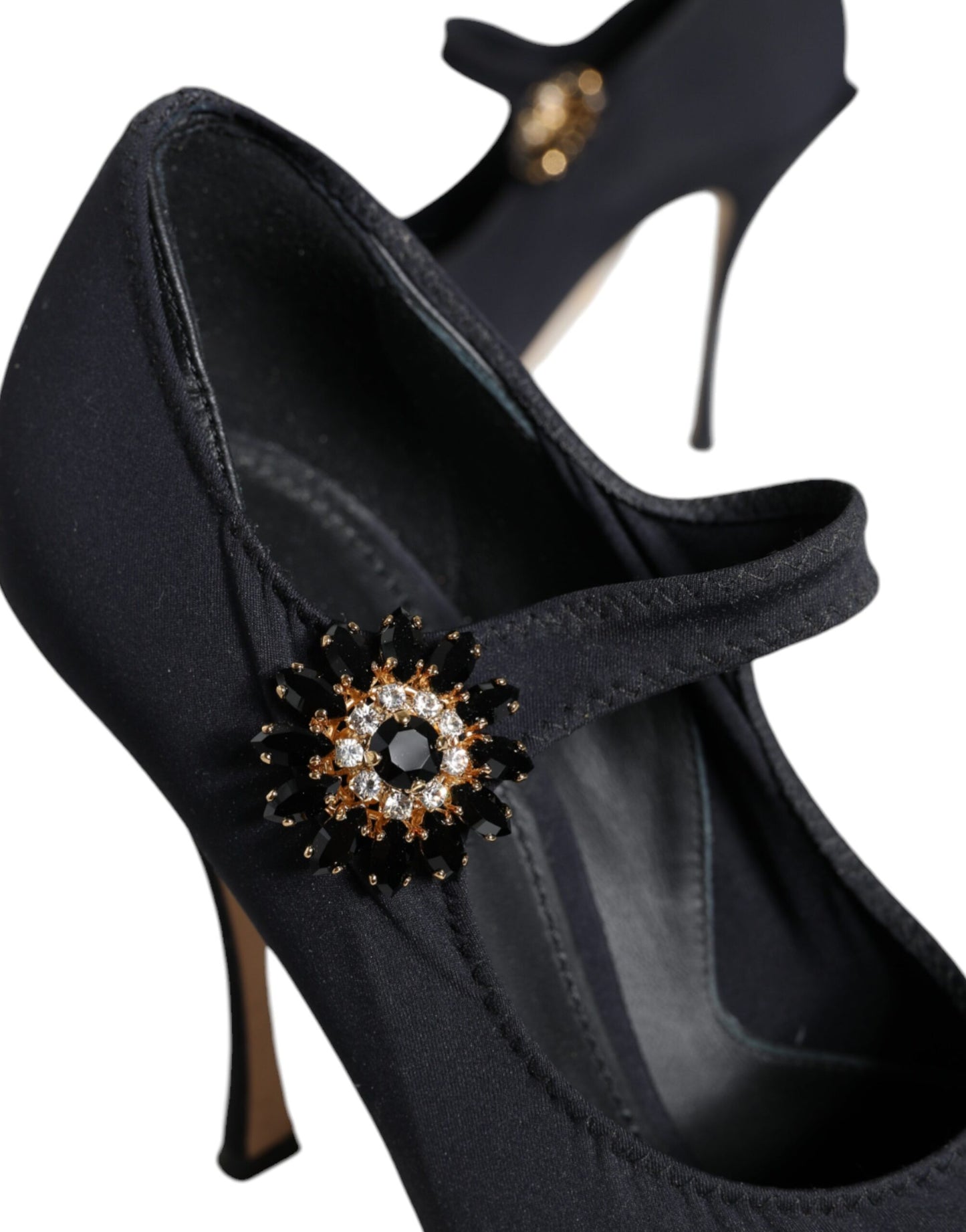 Dolce & Gabbana Black Mary Jane Jersey Crystal Pumps Shoes Dolce & Gabbana Black