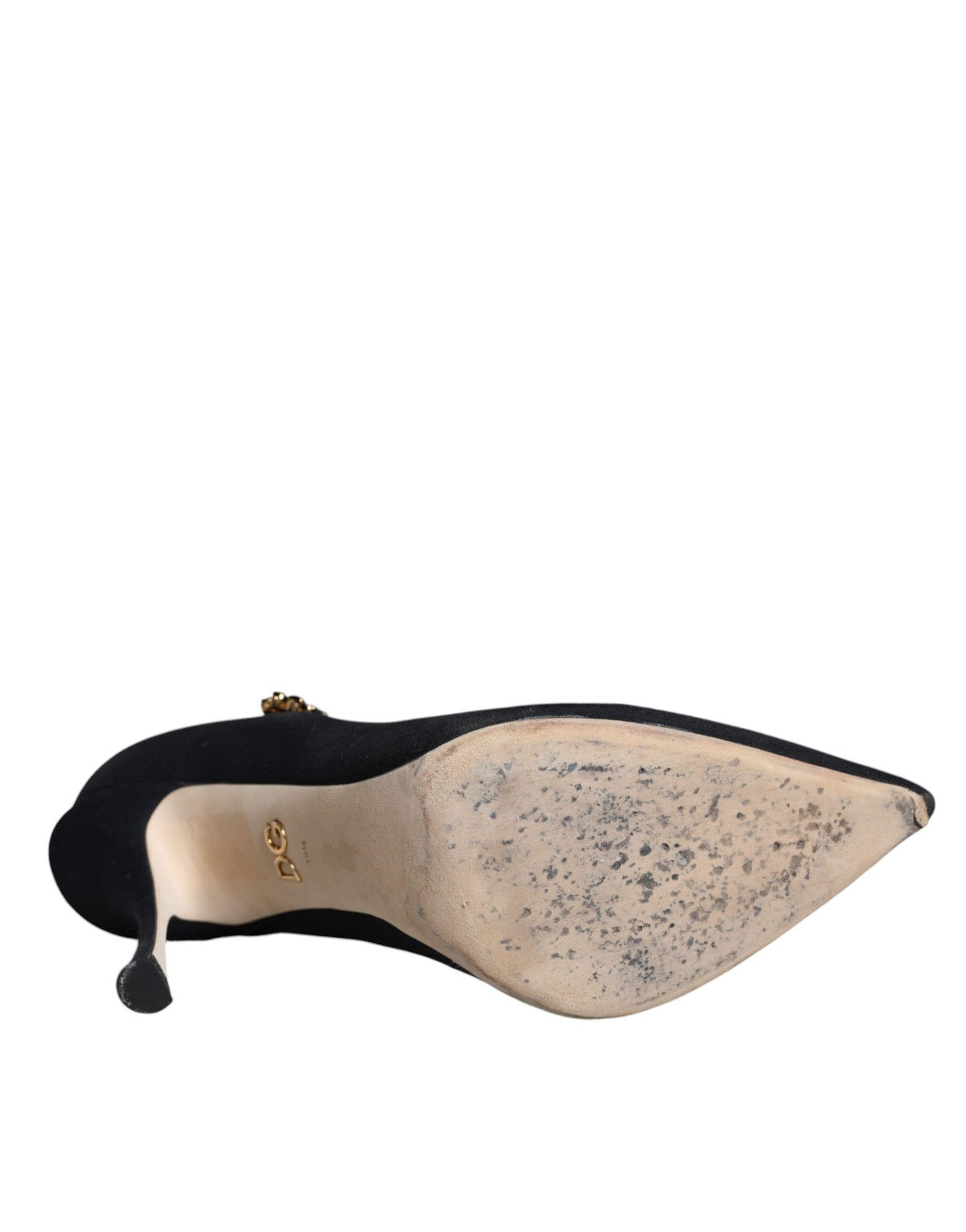 Dolce & Gabbana Black Mary Jane Jersey Crystal Pumps Shoes Dolce & Gabbana Rosy Brown